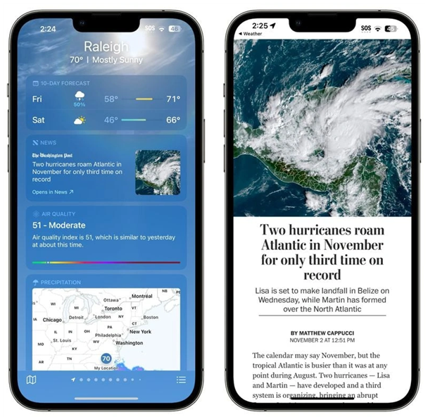 莱阳苹果14维修分享iPhone 14手机如何看天气时顺带看新闻 